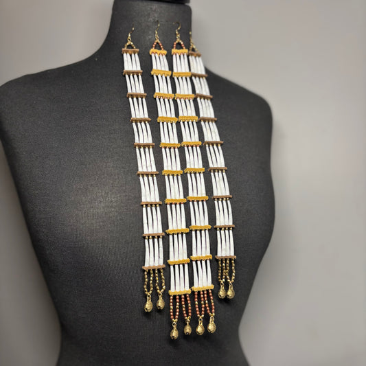 12” Ancestral Dentalium Earrings - Gold