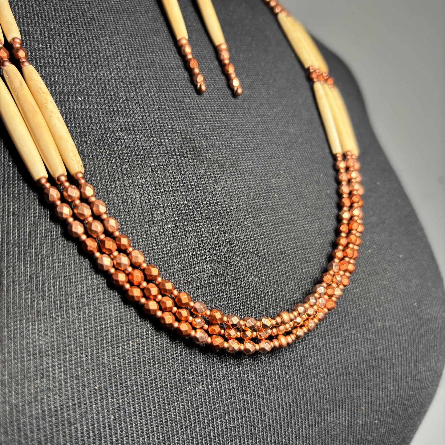 Copper Matriarch. 3 Strand Buffalo Bone Set.