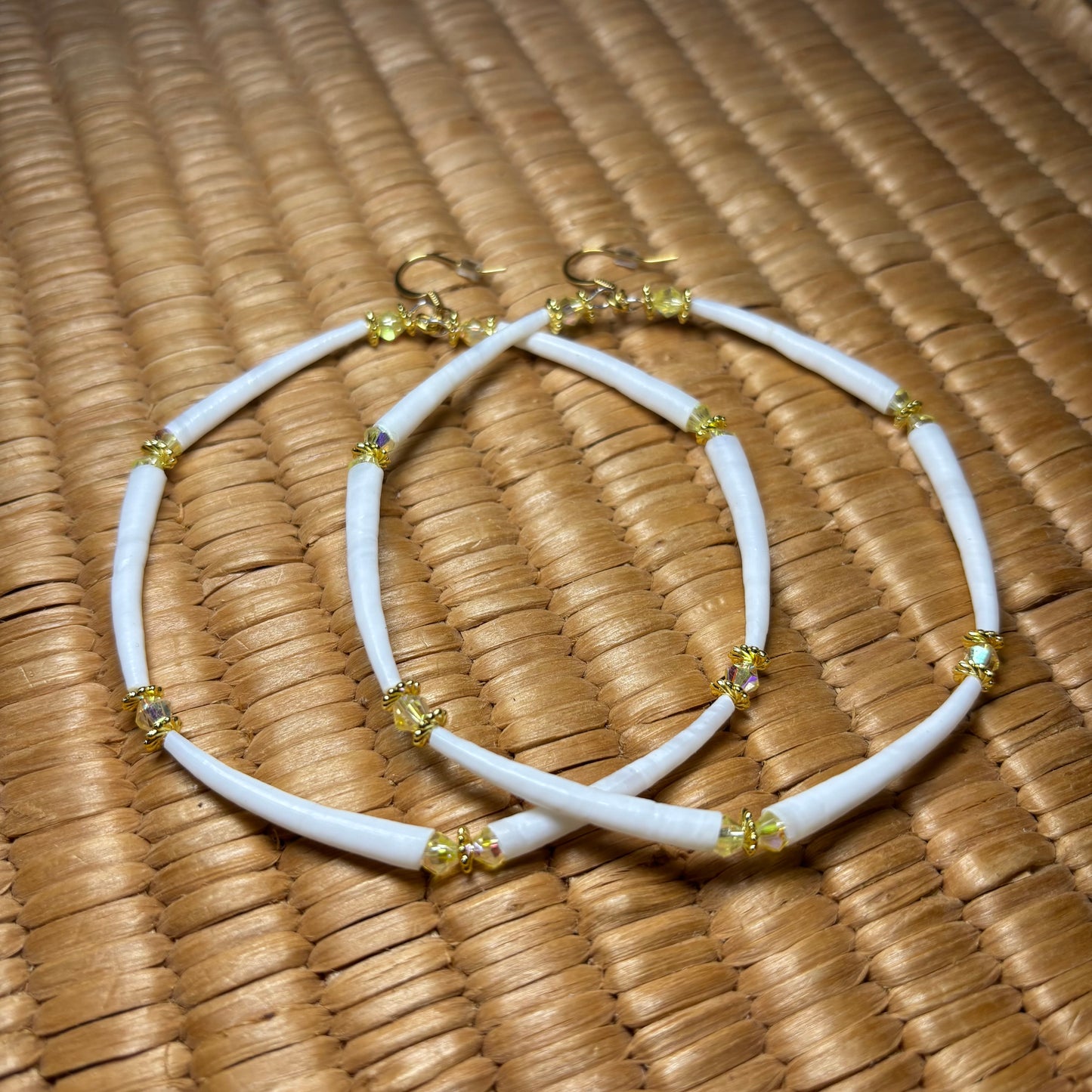 3” Yellow/Gold Dentalium Hoop Earrings.