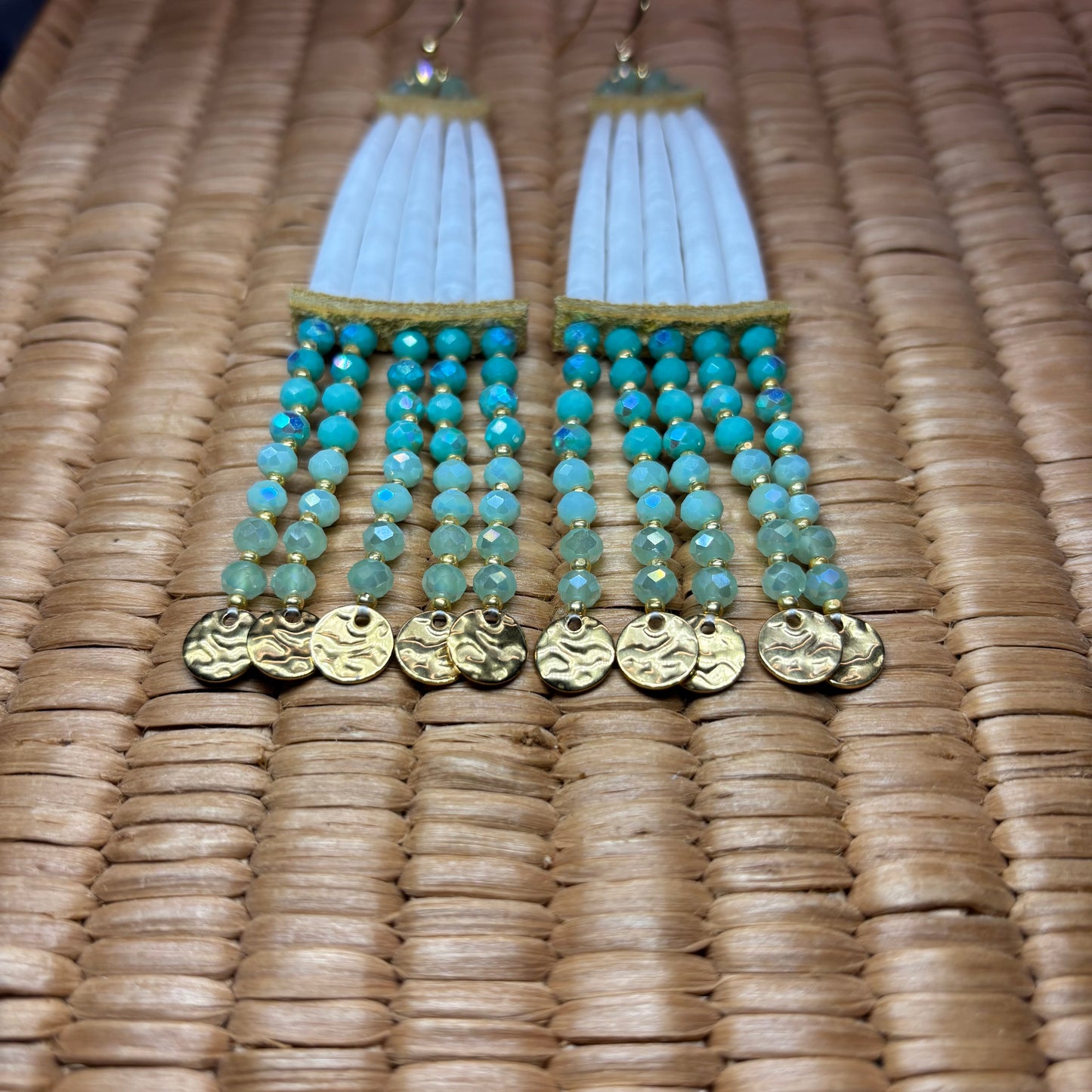 4.75” Sage & Sweetgrass Dentalium Earrings
