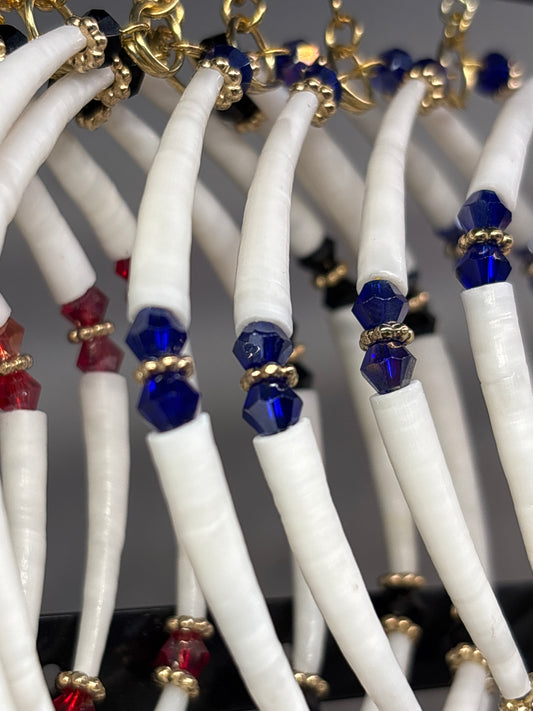 2.75” Royal Blue 💙 Dentalium Hoop Earrings.