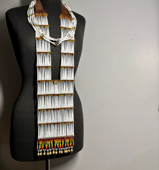 22” Dentalium Breastplate — kw’únsem Gwelp t̓iq̓t — ‘Where Fire Meets Sky.’