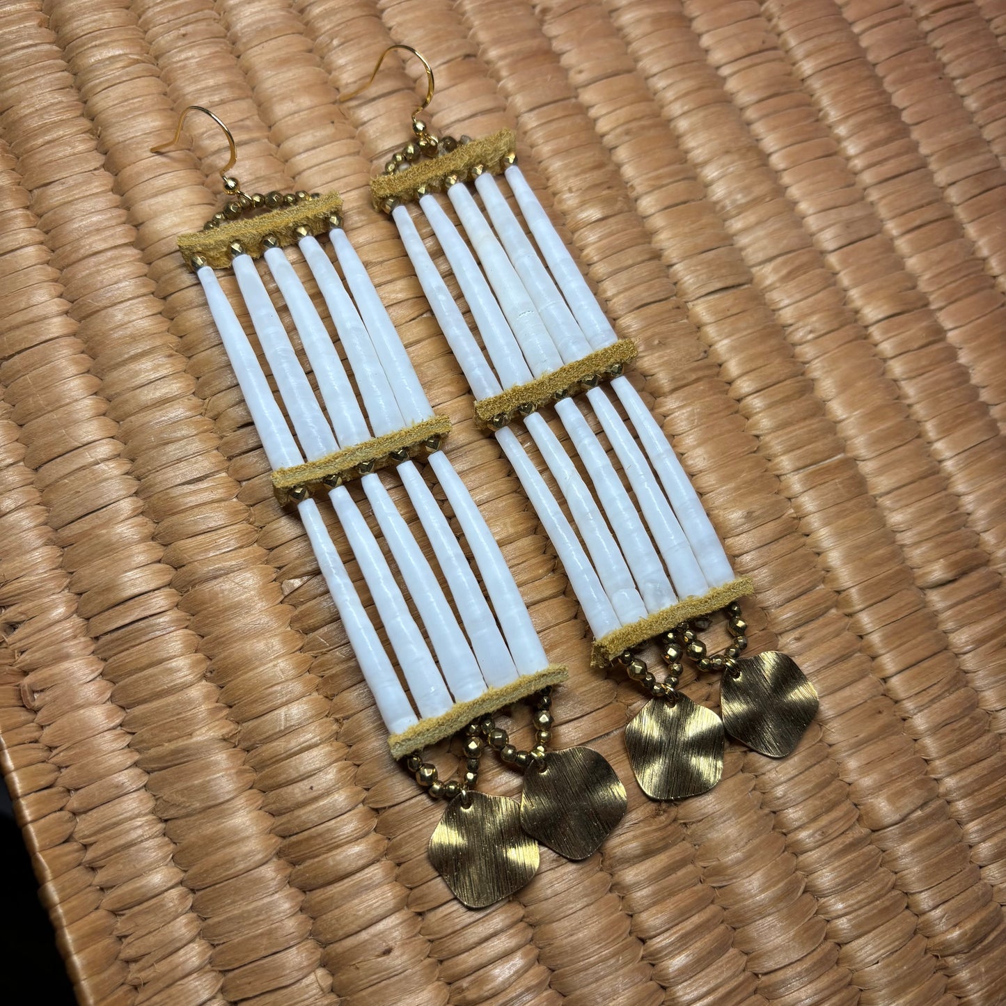 5” Gold, Two Teir Dentalium Earrings