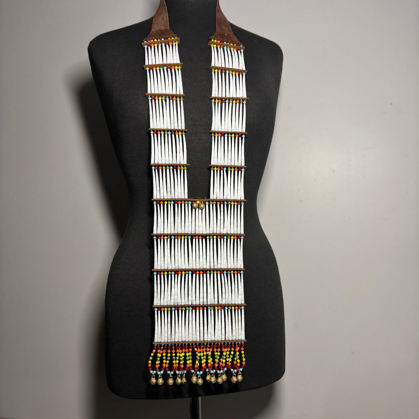 22” Dentalium Breastplate — kw’únsem Gwelp t̓iq̓t — ‘Where Fire Meets Sky.’