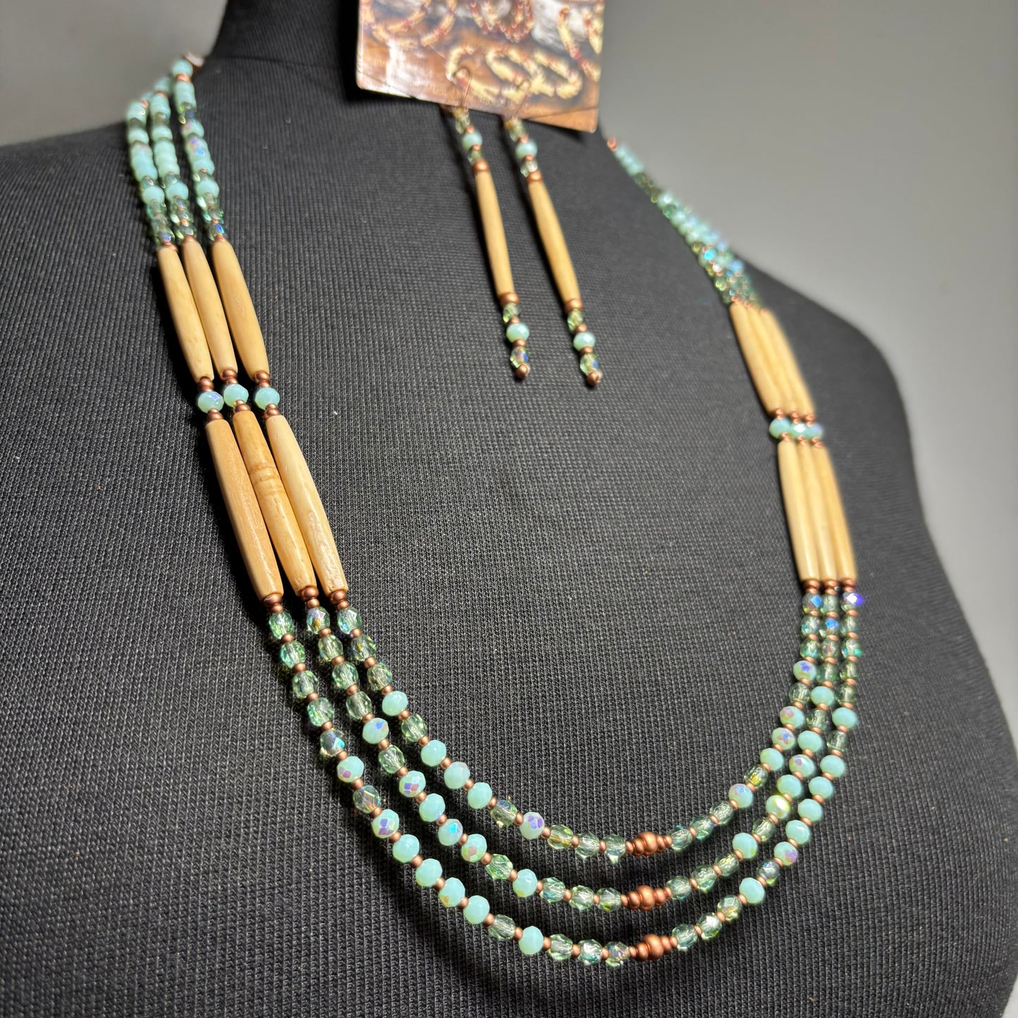 Copper Matriarch - SAGE. 3 Strand Buffalo Bone Set.