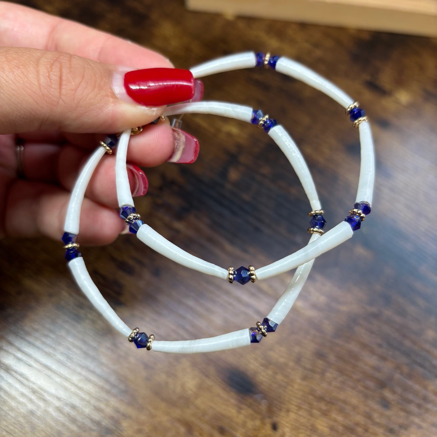 2.75” Royal Blue 💙 Dentalium Hoop Earrings.