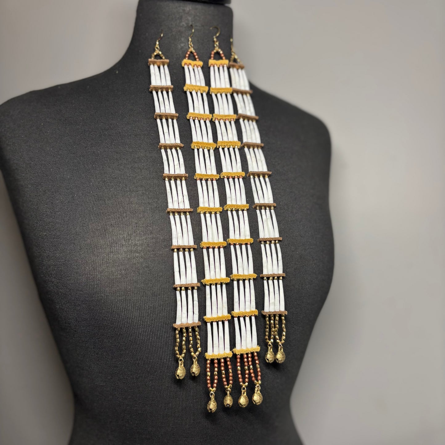 12” Ancestral Dentalium Earrings - Gold