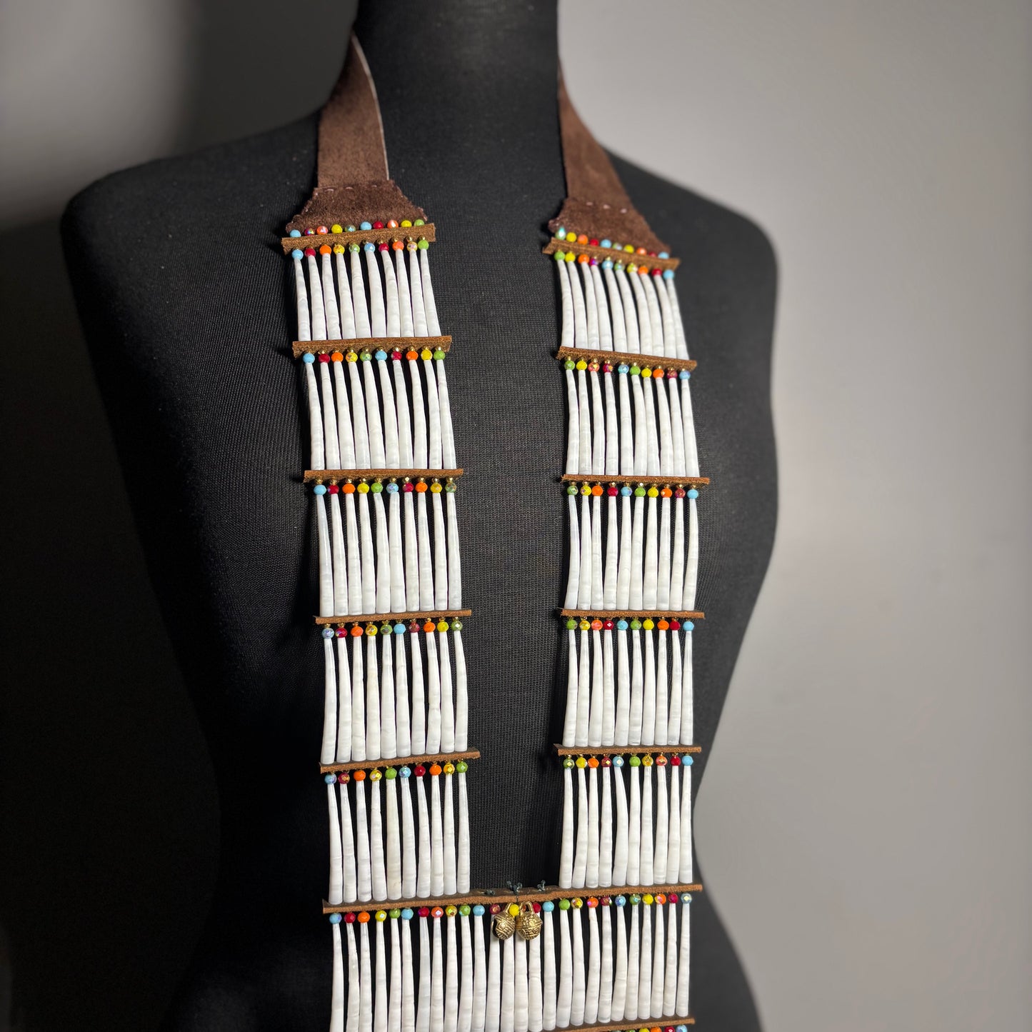 22” Dentalium Breastplate — kw’únsem Gwelp t̓iq̓t — ‘Where Fire Meets Sky.’