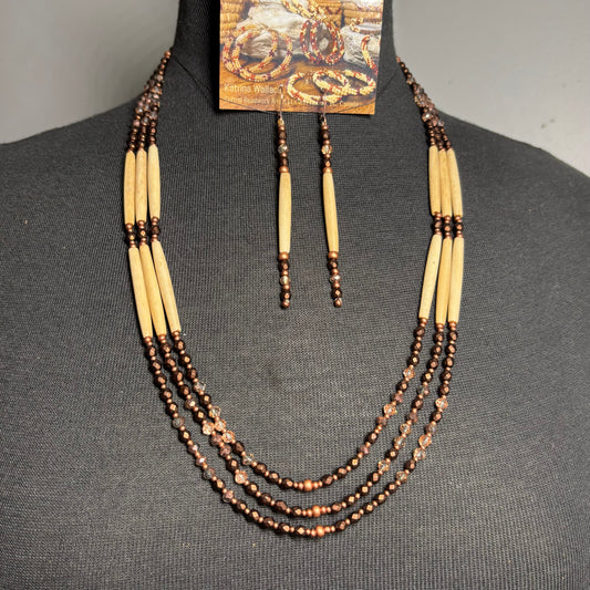 Copper Matriarch - BROWN.                          3 strand Buffalo Bone Set.