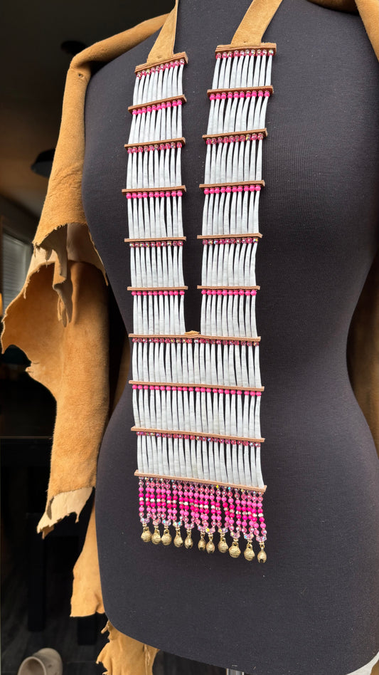 🩷 PINK Dentalium Breastplate. Color Story Collection.