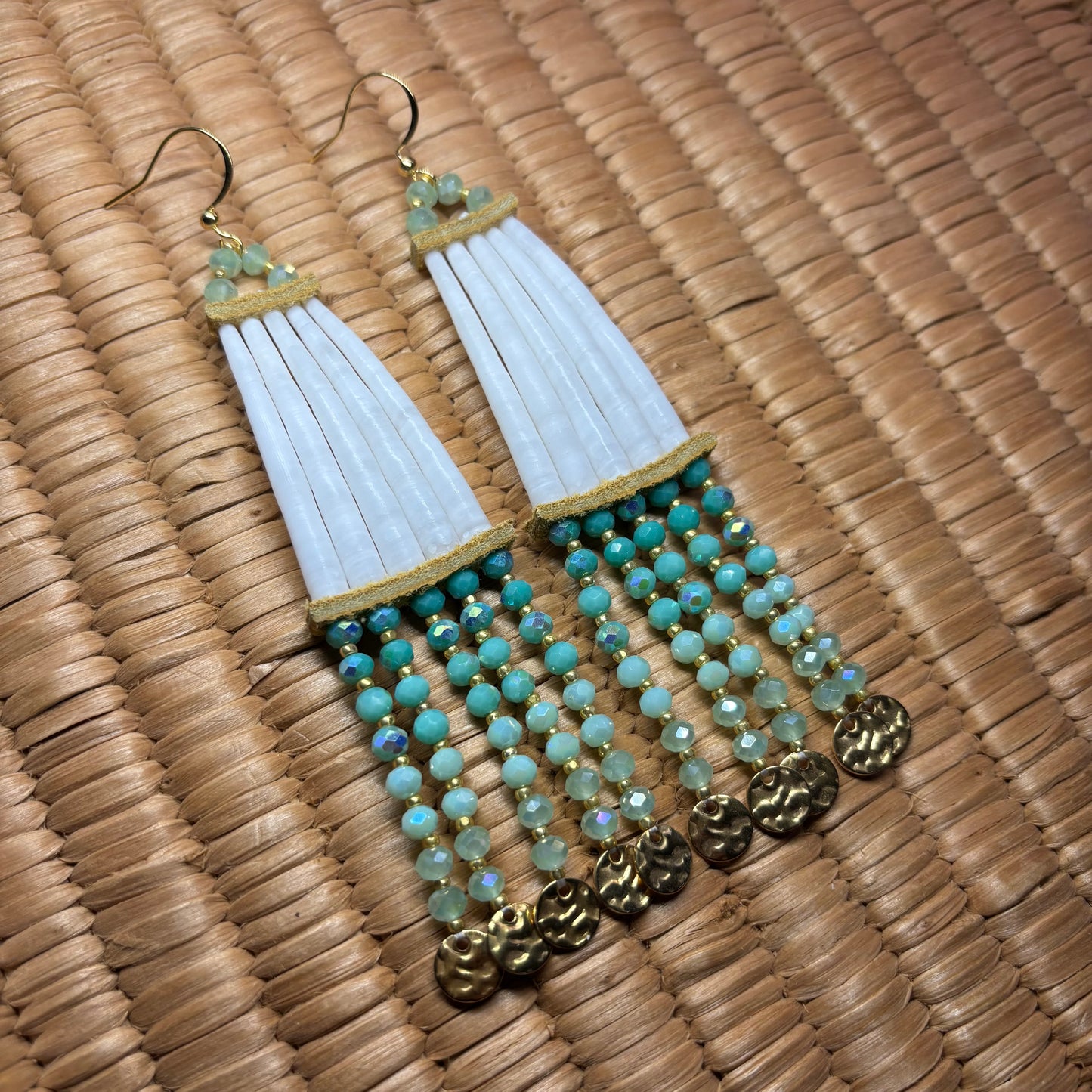 4.75” Sage & Sweetgrass Dentalium Earrings