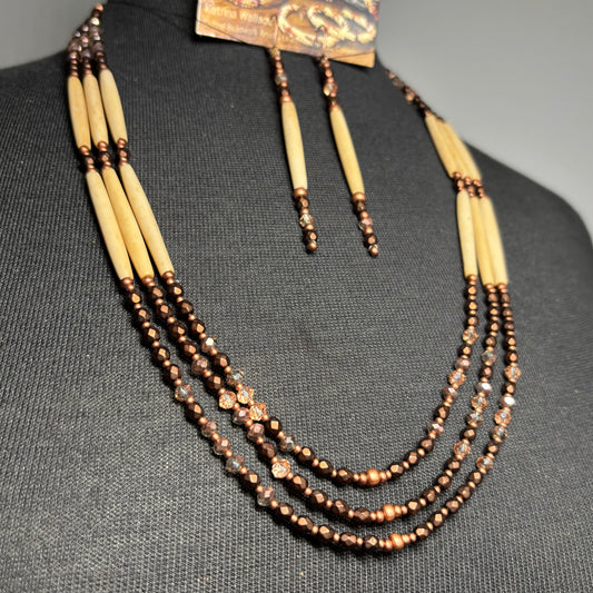 Copper Matriarch - BROWN.                          3 strand Buffalo Bone Set.