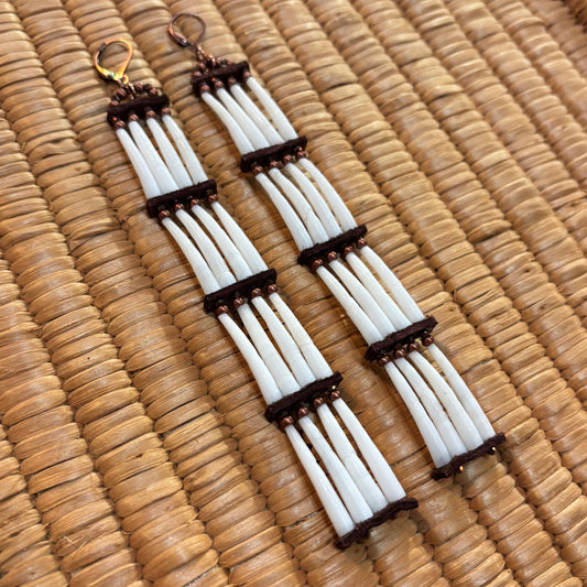 4 tier mini Dentalium Earrings