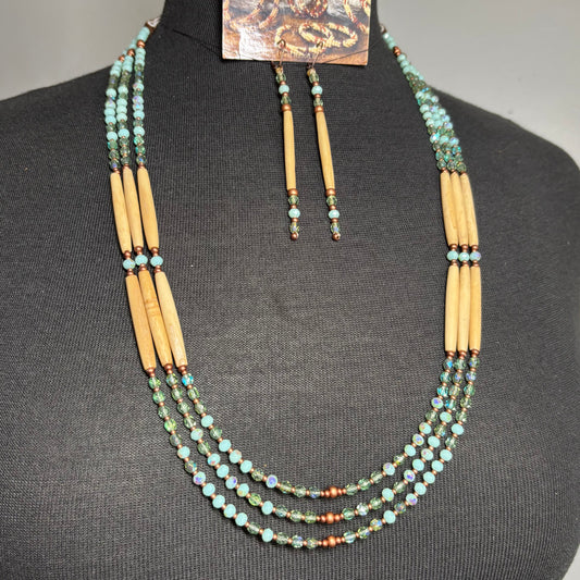 Copper Matriarch - SAGE. 3 Strand Buffalo Bone Set.