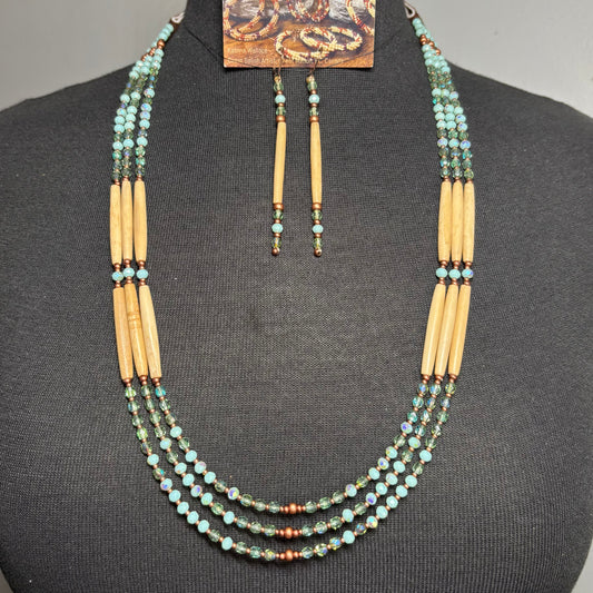 Copper Matriarch - SAGE. 3 Strand Buffalo Bone Set.