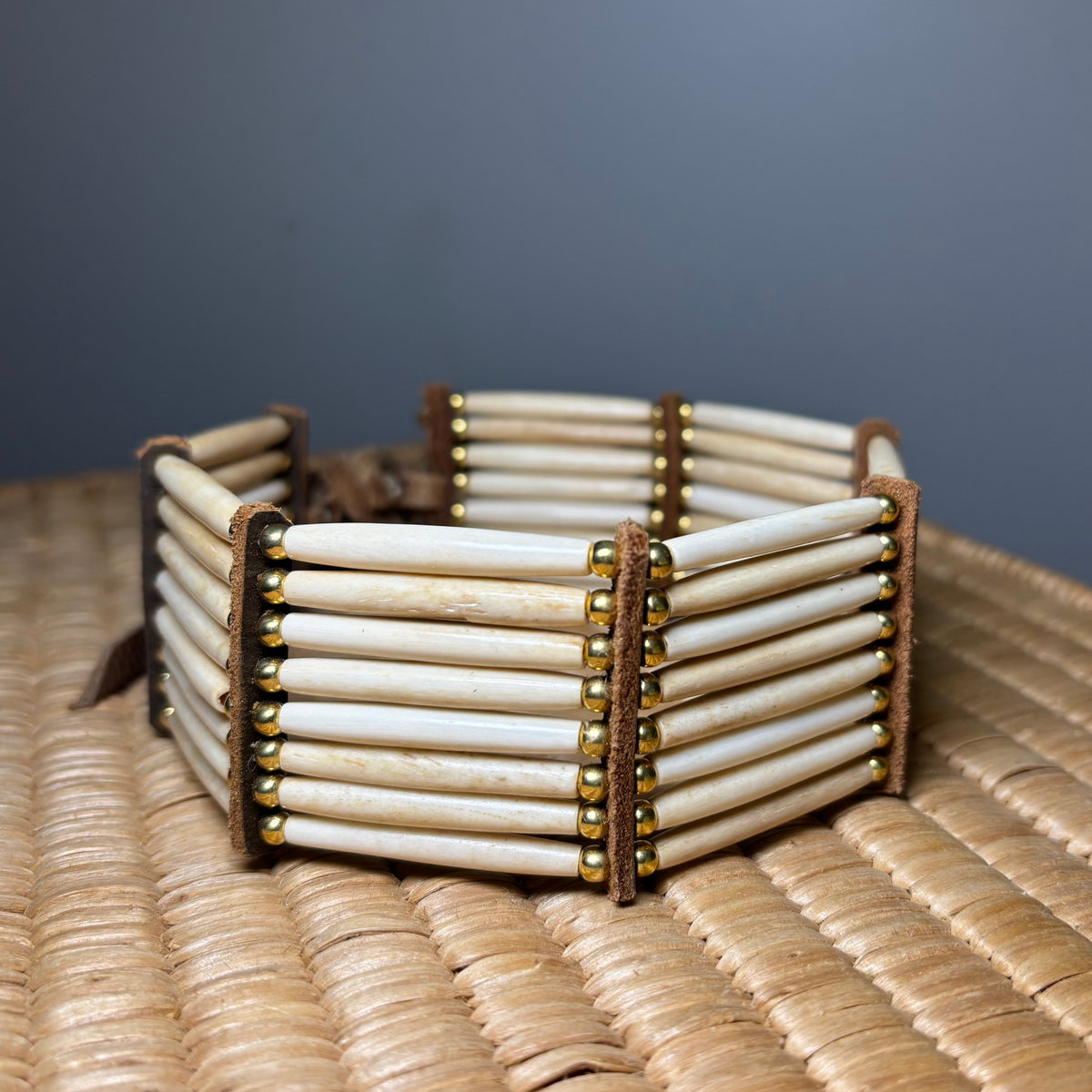 12” Buffalo Bone Choker — Gold