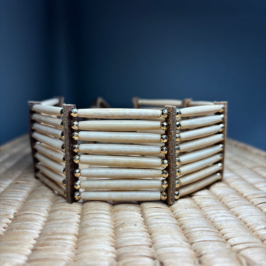 10.75” Buffalo Bone Choker — Gold