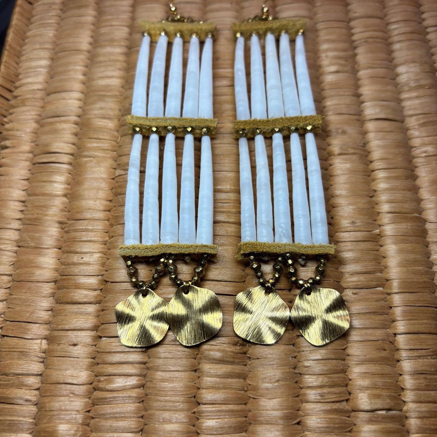 5” Gold, Two Teir Dentalium Earrings