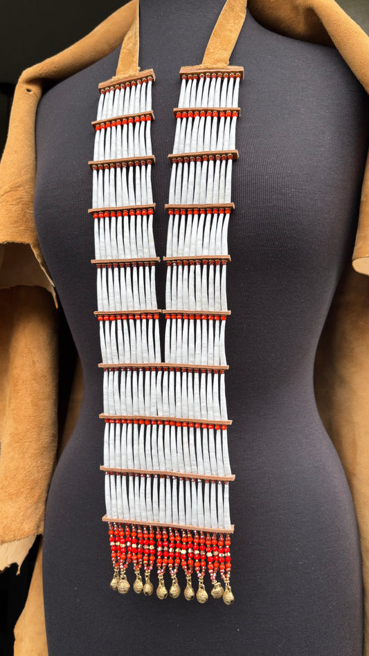 🧡 ORANGE Dentalium Breastplate. Color Story Collection.