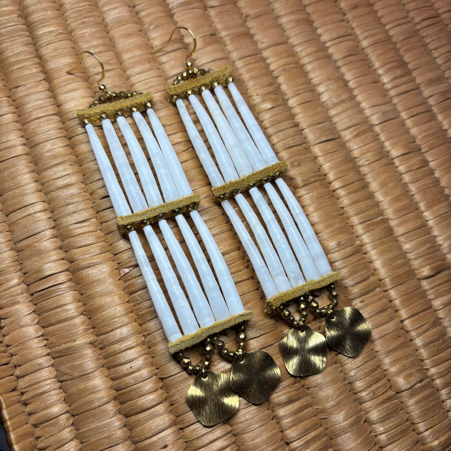 5” Gold, Two Teir Dentalium Earrings