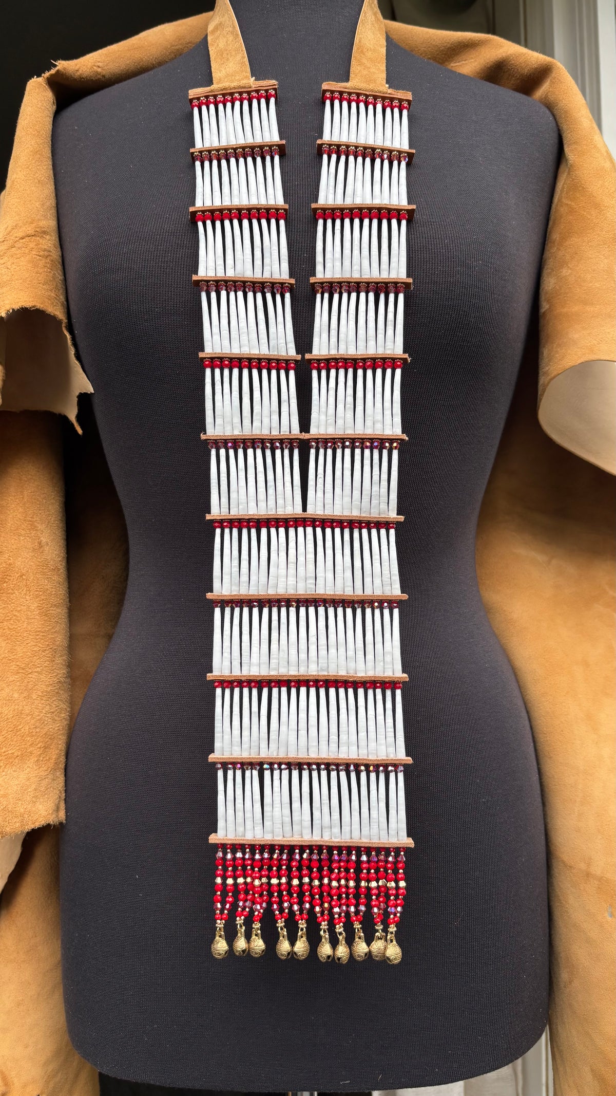 ❤️ RED Dentalium Breastplate. Color Story Collection.