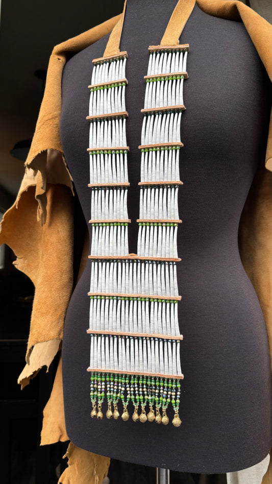 💚 GREEN Dentalium Breastplate. Color Story Collection.