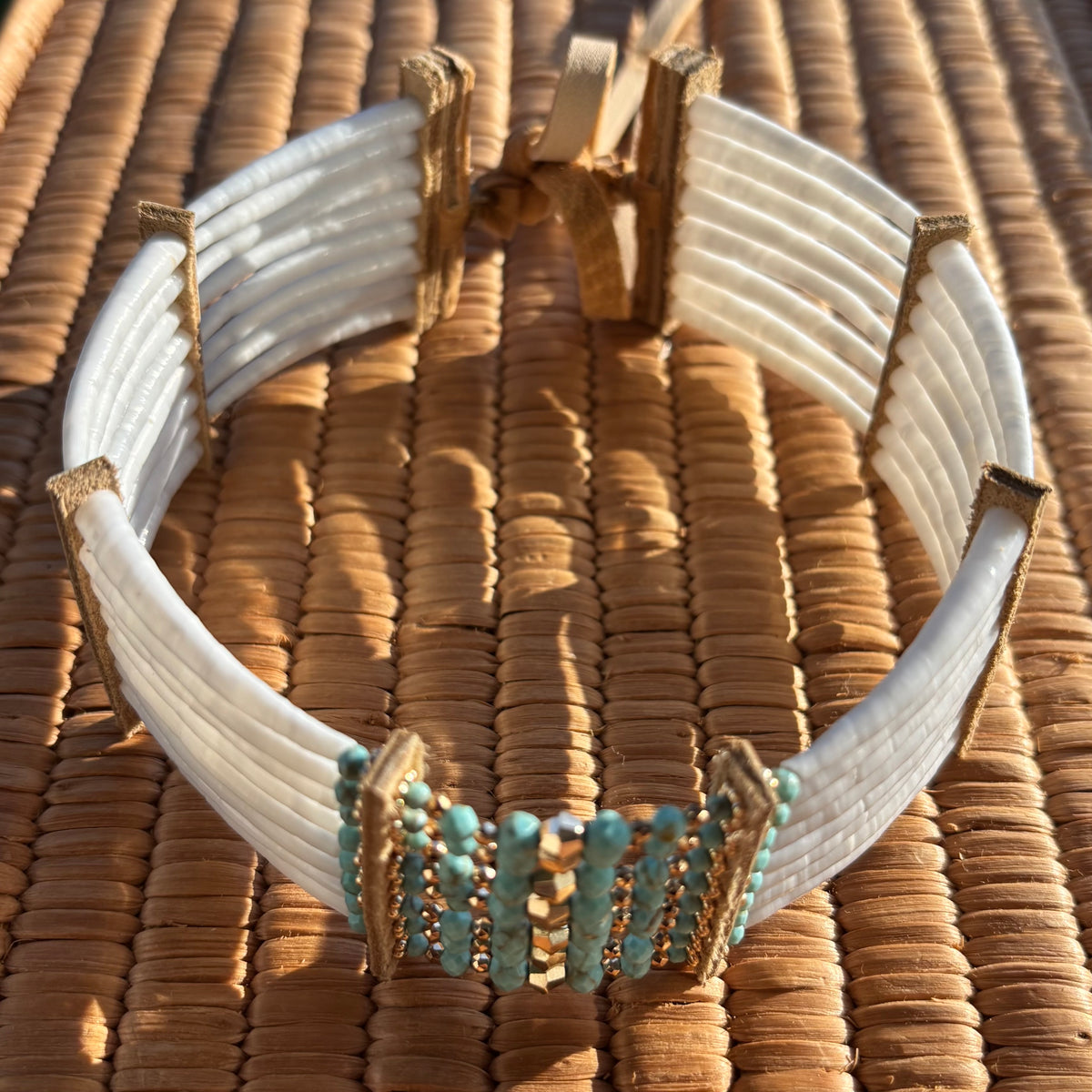 Turquoise Colorway Dentalium Choker (12.5”)