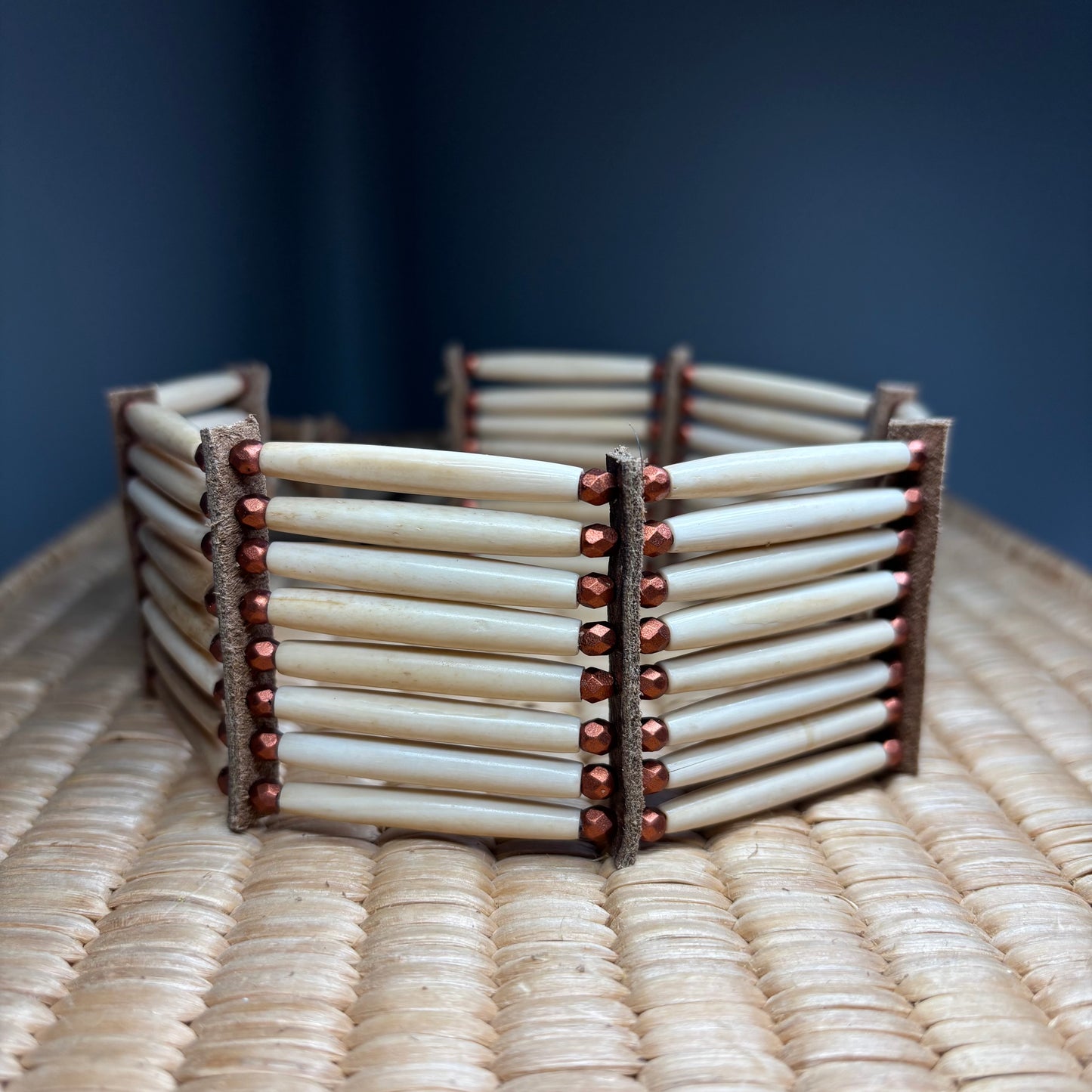 12” Buffalo Bone Choker — Metallic Matte Antique Copper