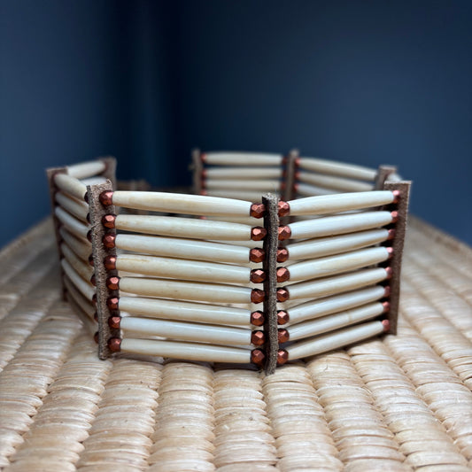 12” Buffalo Bone Choker — Metallic Matte Antique Copper