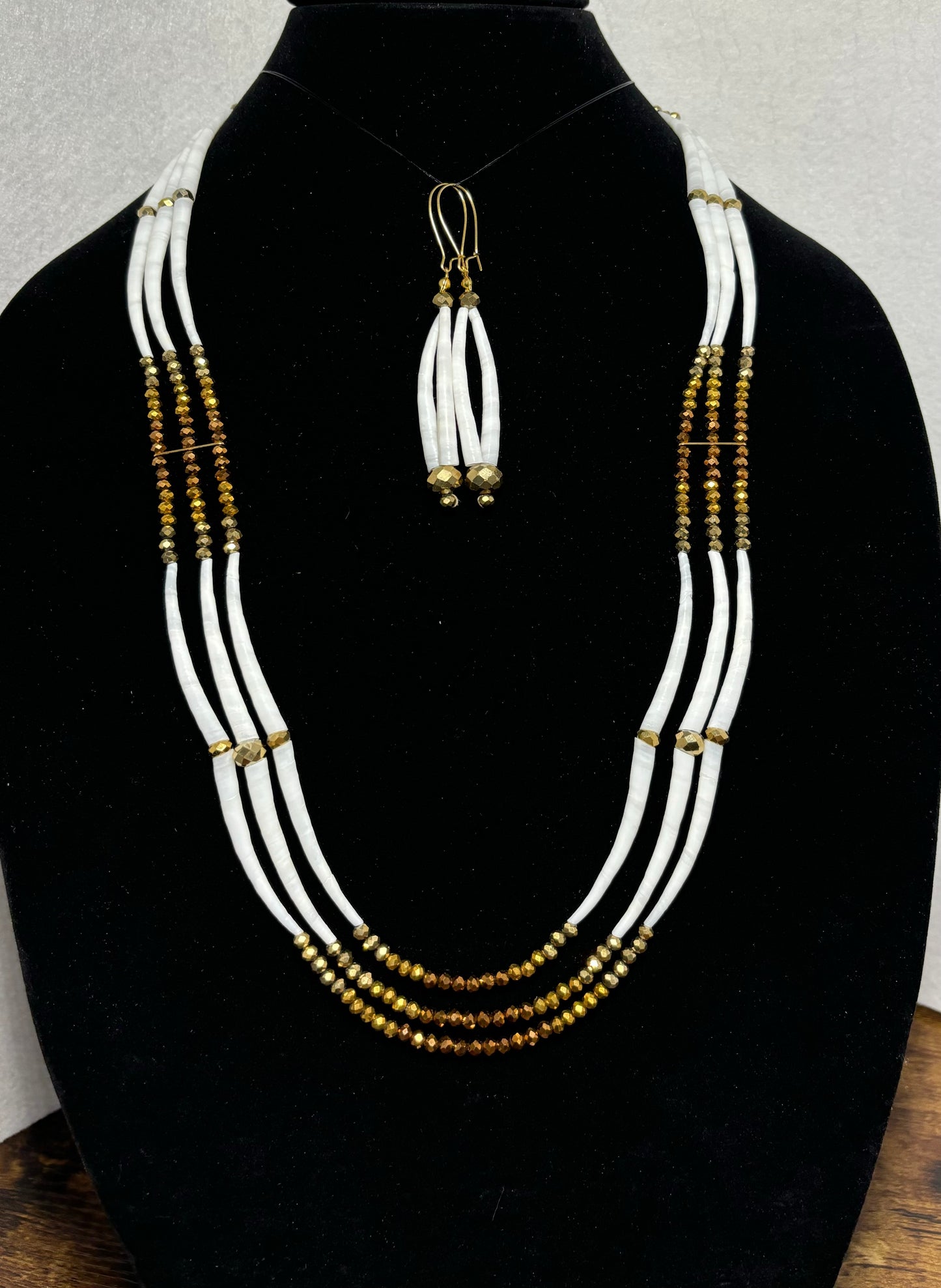 3 strand Dentalium Necklace Set