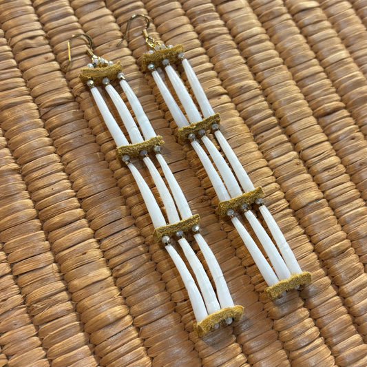 3 tier mini Dentalium Earrings