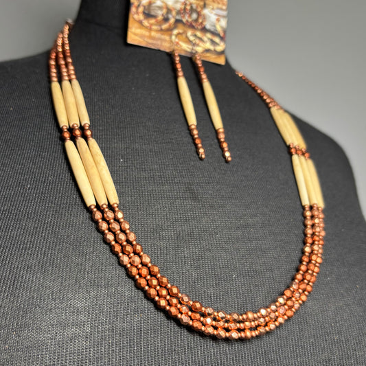 Copper Matriarch. 3 Strand Buffalo Bone Set.