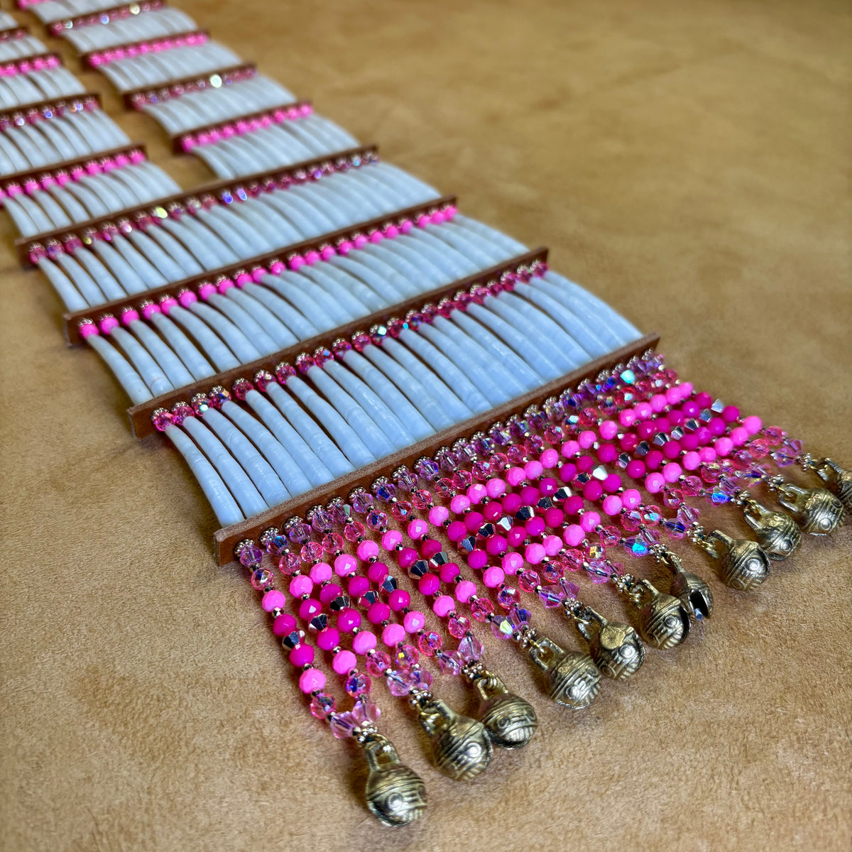 🩷 PINK Dentalium Breastplate. Color Story Collection.