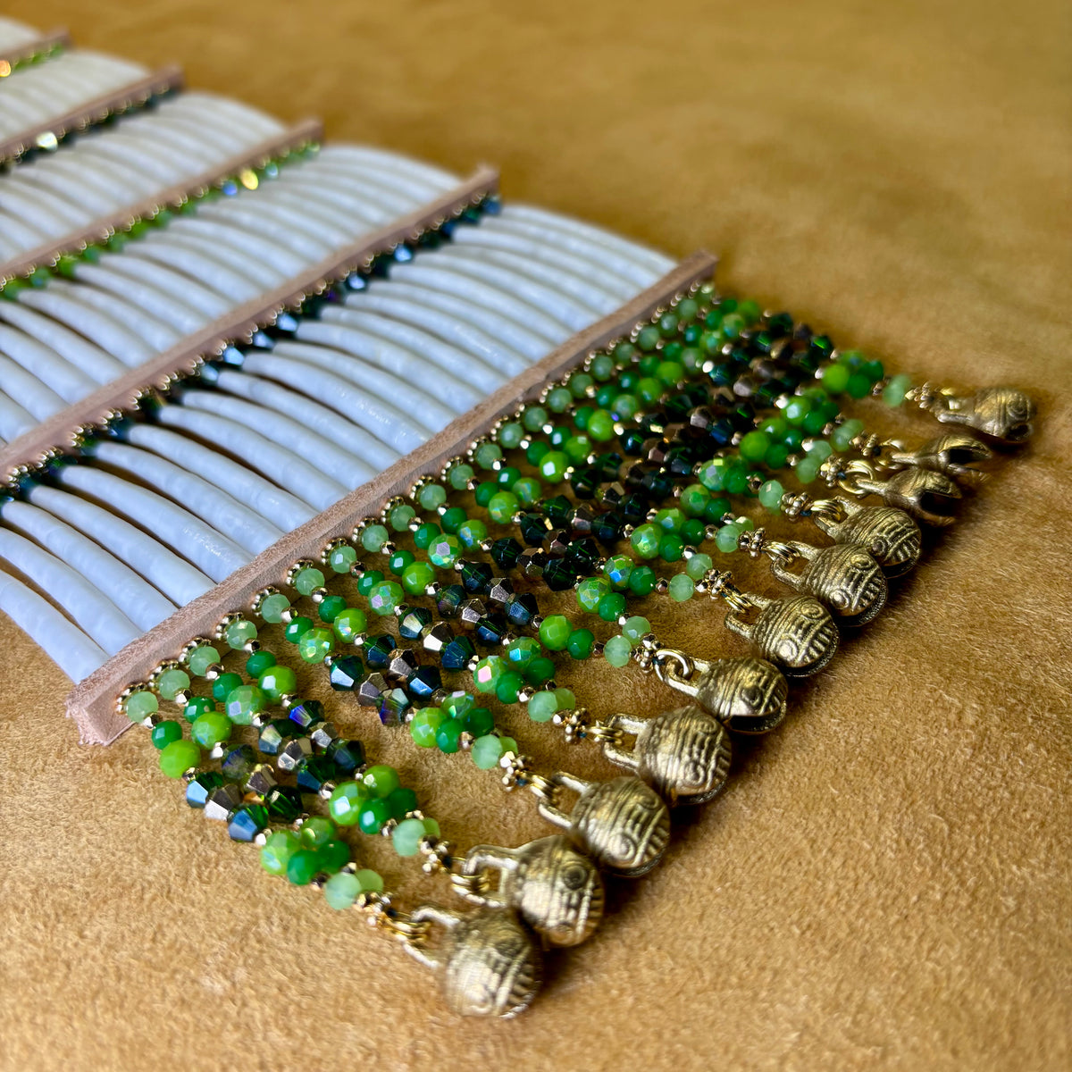 💚 GREEN Dentalium Breastplate. Color Story Collection.