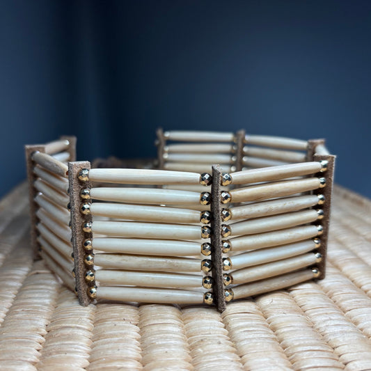 12” Buffalo Bone Choker — Gold.