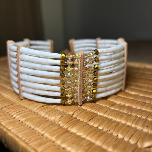 14.5” eight stack Dentalium Choker Gold.