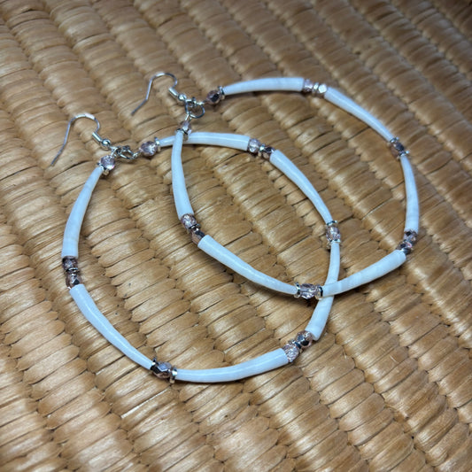 2.75” Icey Pink Dentalium Hoop Earrings.