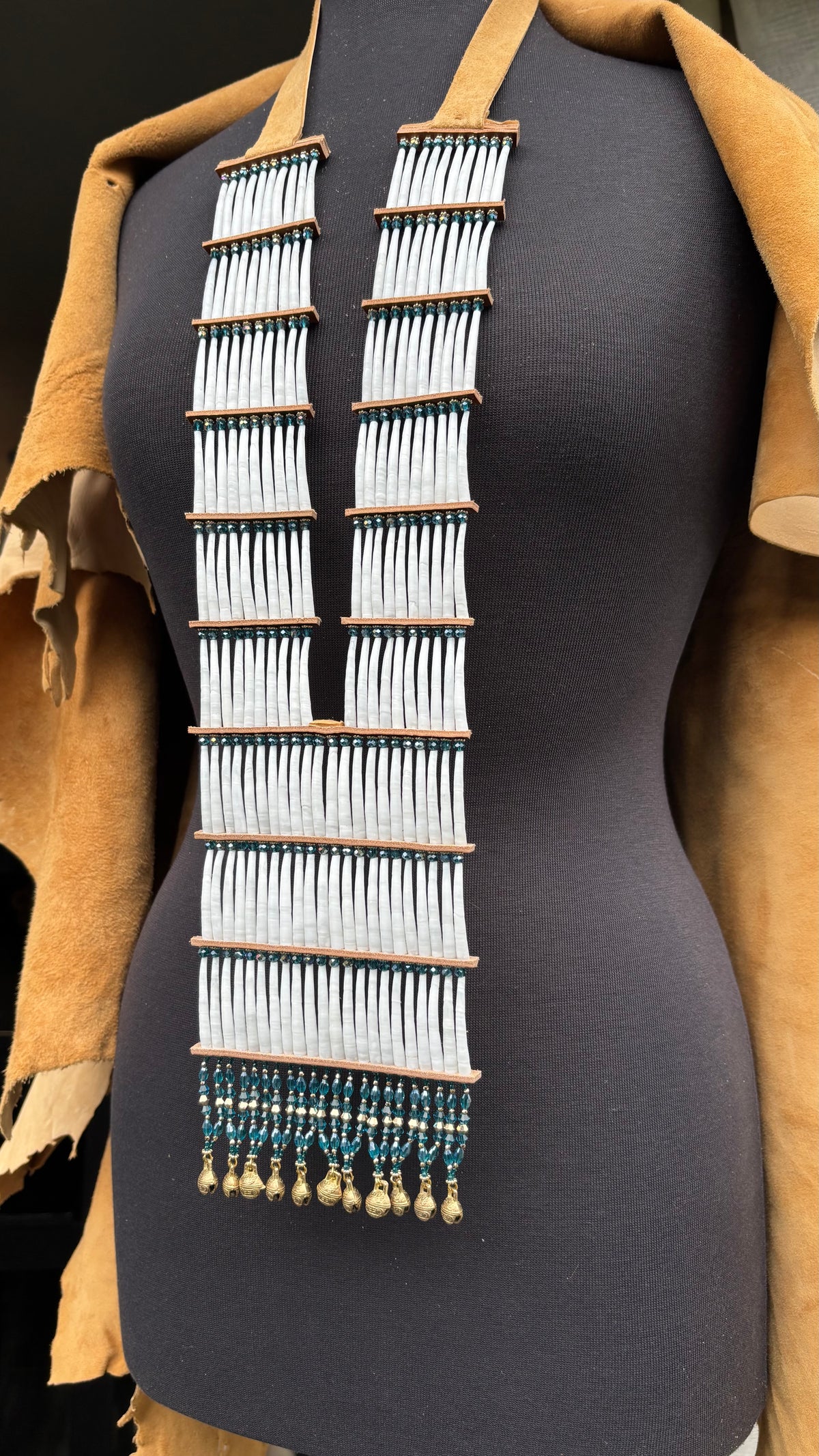 💙 BLUE Dentalium Breastplate. Color Story Collection.