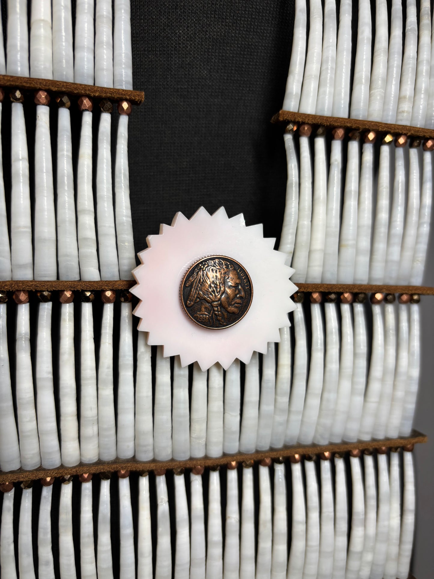 21.5” Copper Coin & Conch Dentalium Breastplate