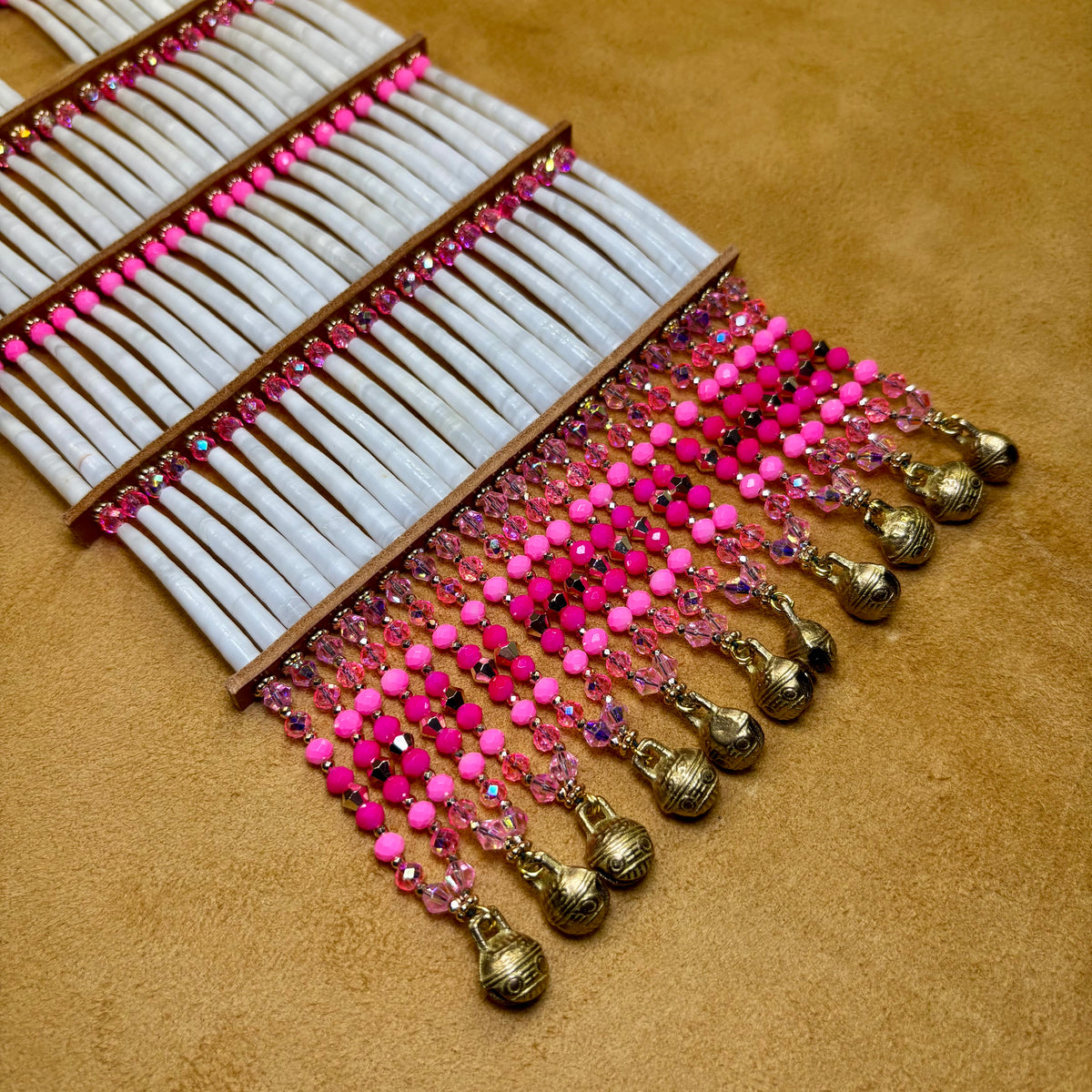 🩷 PINK Dentalium Breastplate. Color Story Collection.