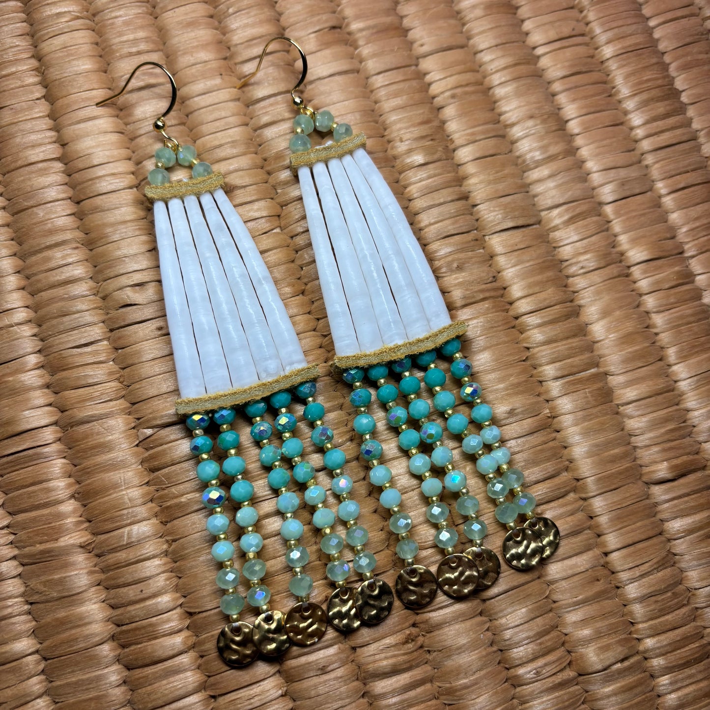 4.75” Sage & Sweetgrass Dentalium Earrings
