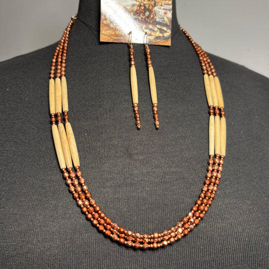 Copper Matriarch. 3 Strand Buffalo Bone Set.