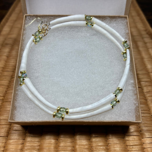 3.25” Dentalium Hoops (Sage/Gold)