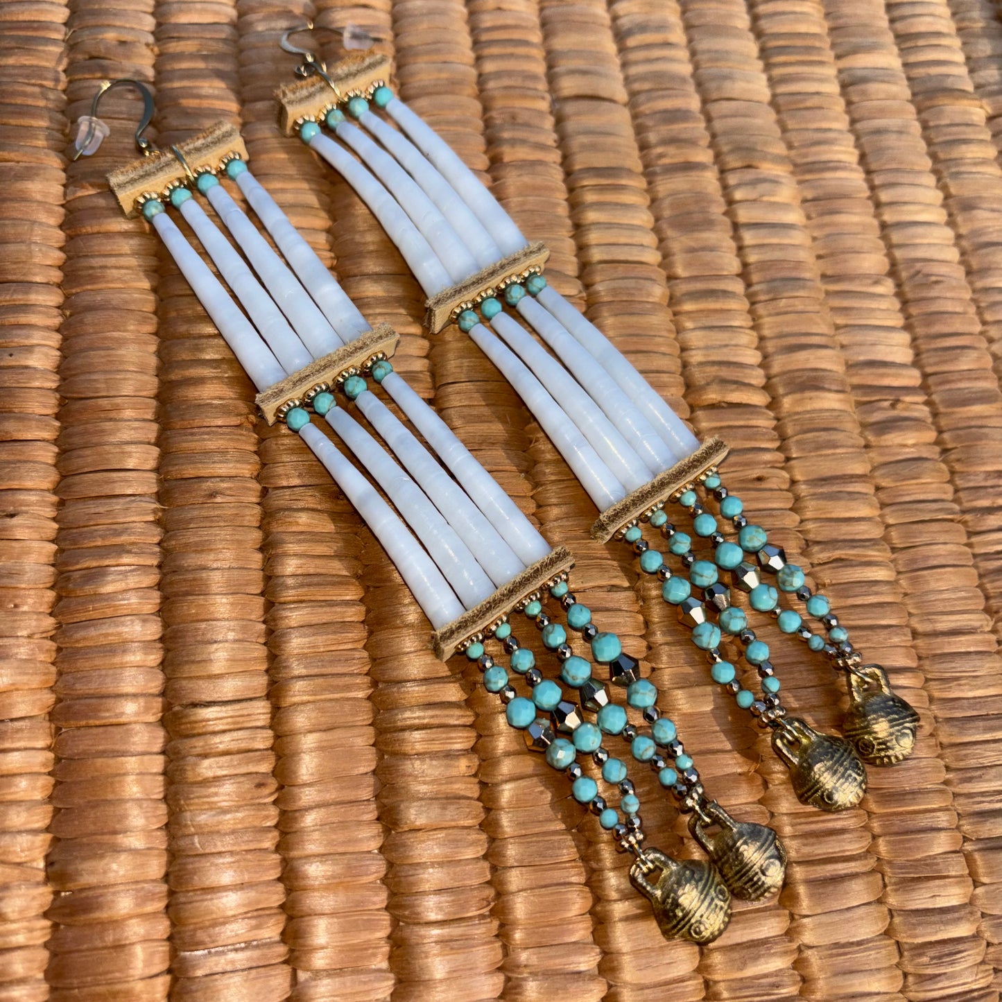 Turquoise Colorway Dentalium Earrings