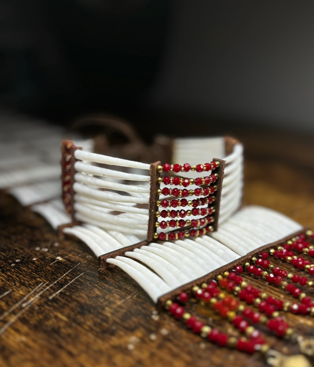 Red/Gold Dentalium Choker