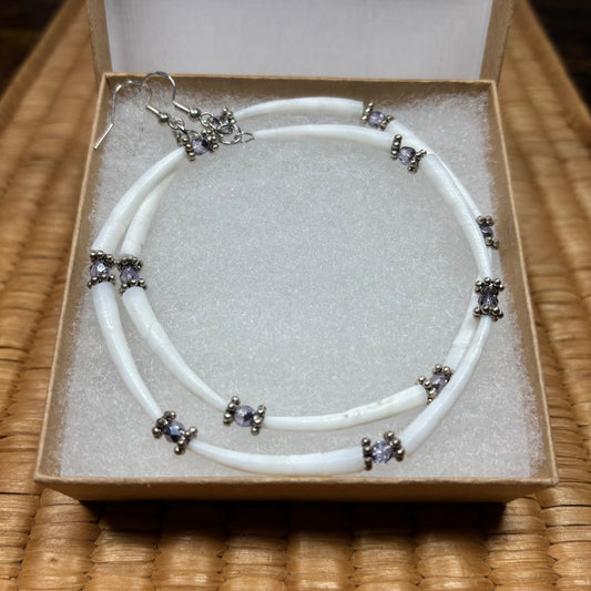 3” Dentalium Hoops (Purple/Silver)