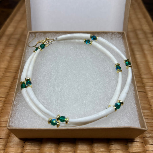 3” Dentalium Hoops (Teal/Gold)
