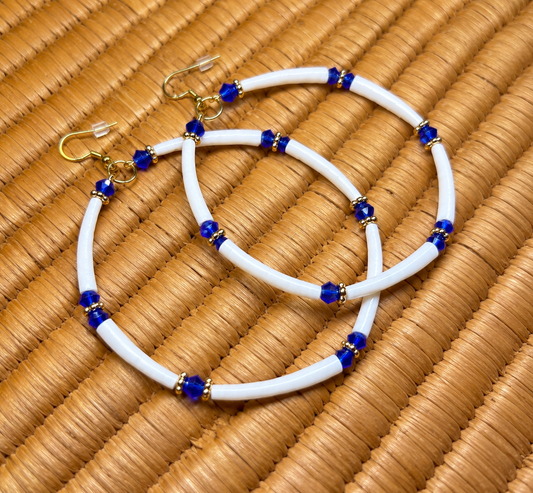 2.75” Royal Blue 💙 Dentalium Hoop Earrings.