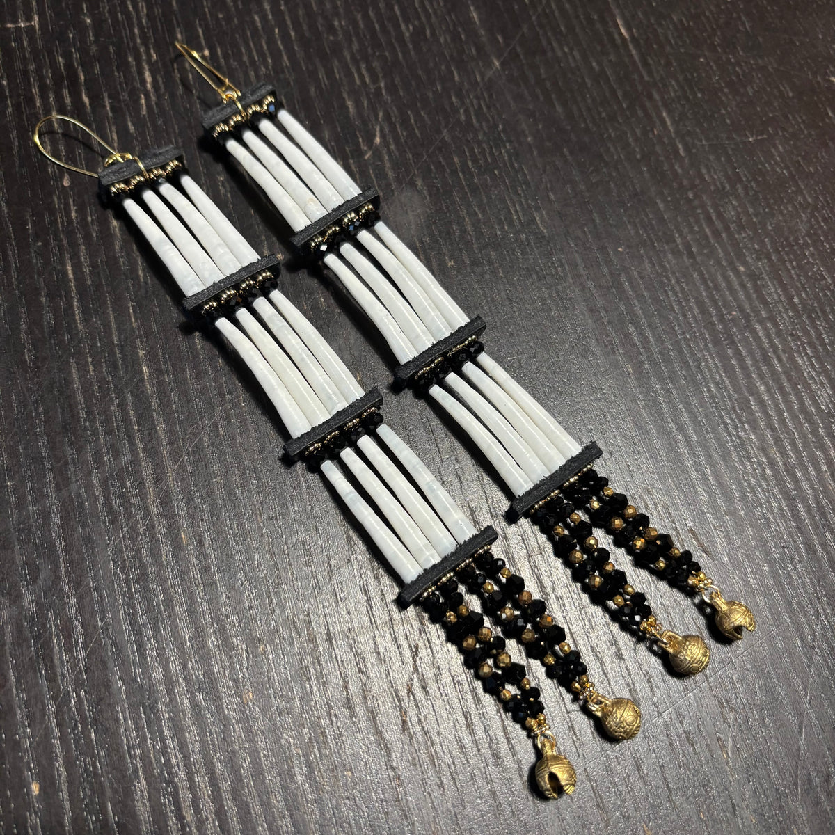 Black on Black 🖤✨ Dentalium Earrings