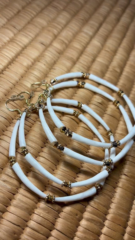 2.75” Gold ✨ Dentalium Hoop Earrings.